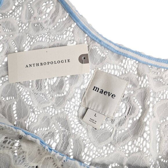 Anthropologie Maeve Lace Overlay Cropped Top Size Large Layer Look Floral NWT - Picture 7 of 9
